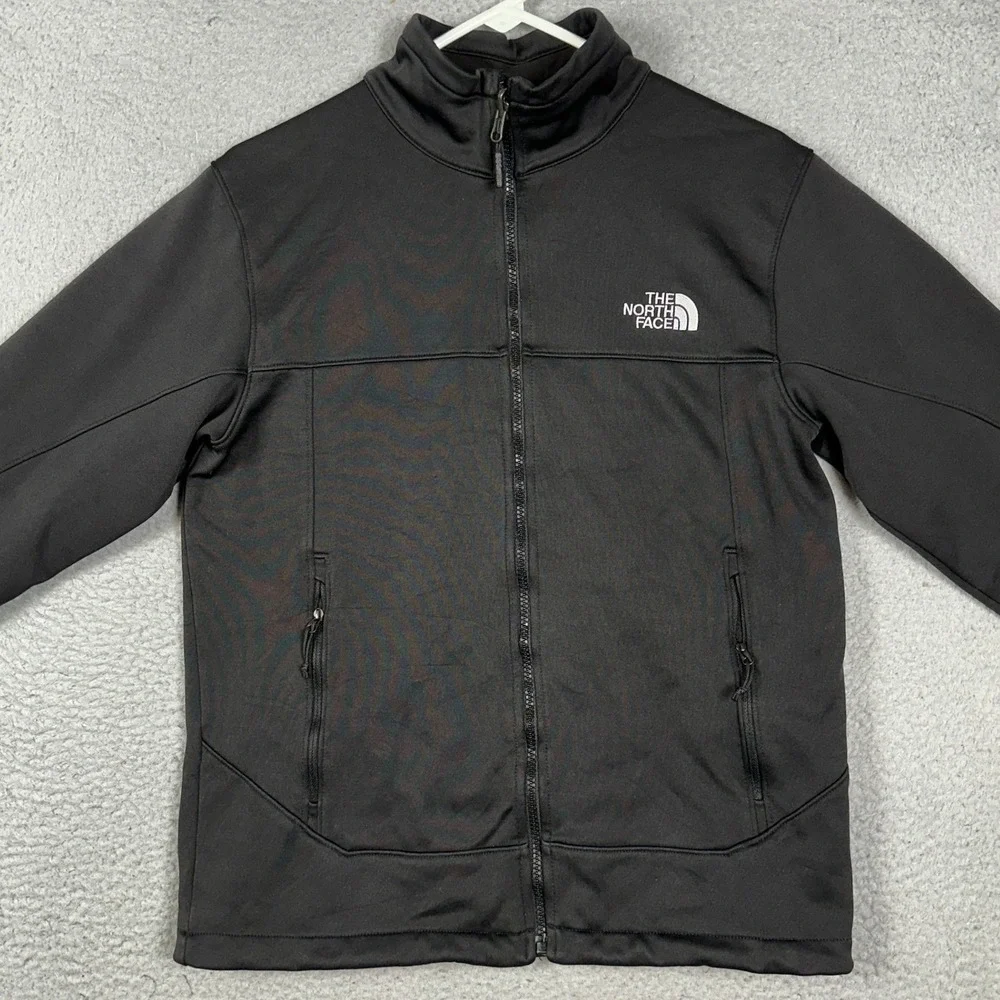 The North Face Jacket Mens Small Black Full Zip Softshell Mock Neck Long Sleeve